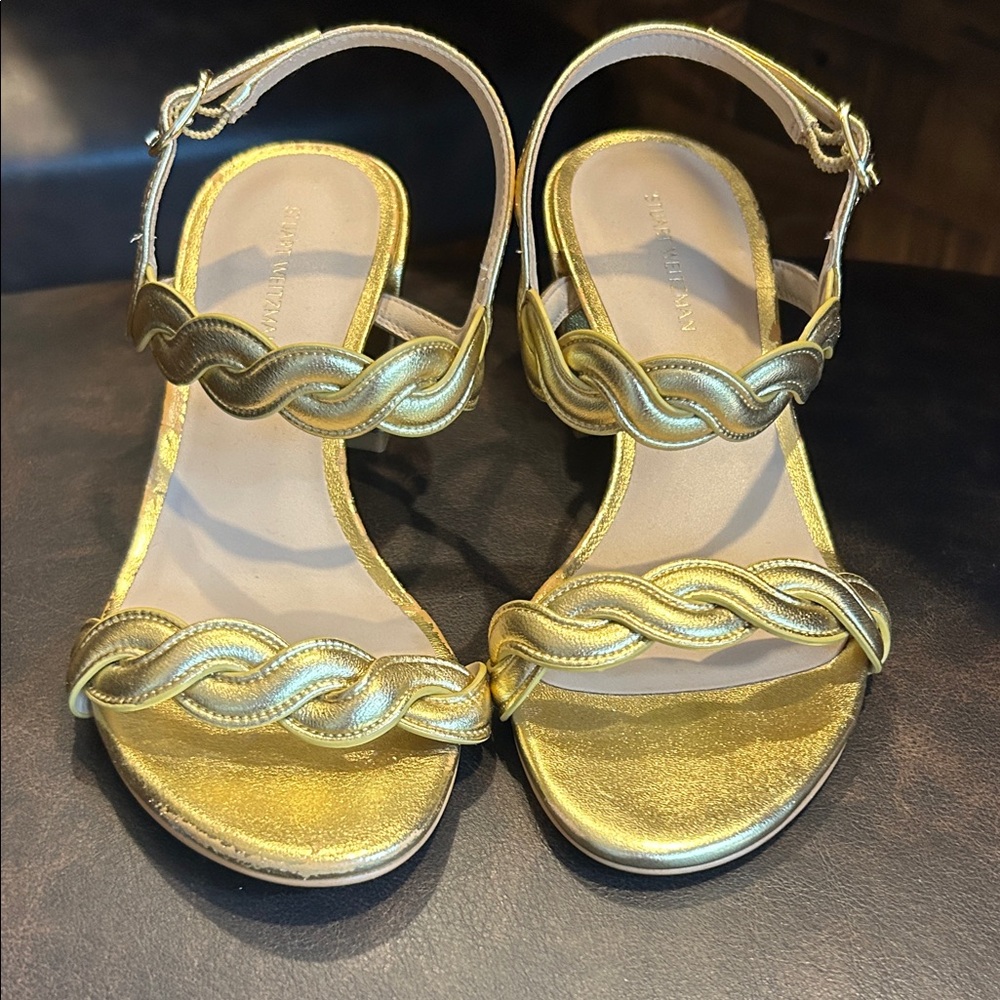Stuart Weitzman Gold Braided Sandals